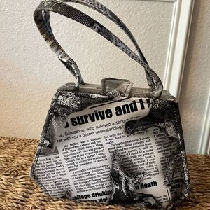 Custom Purse Newspaper Type Print Survival Illness Recovery Fight For Survival